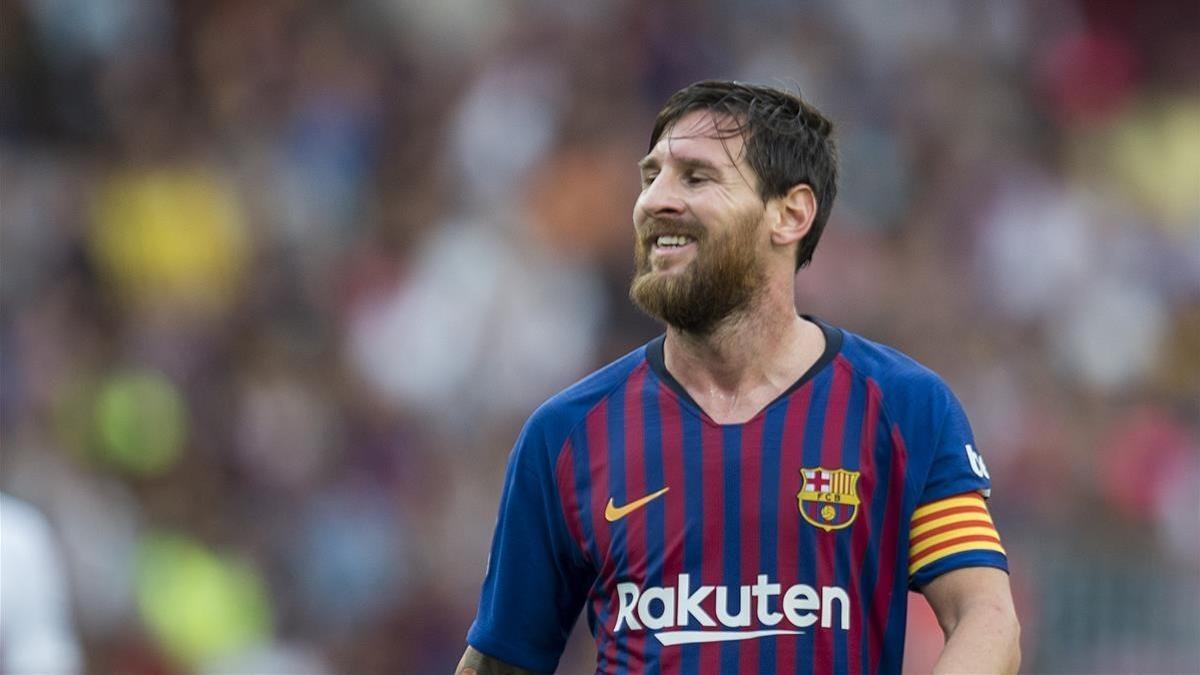Messi, durante el partido ante el Huesca.