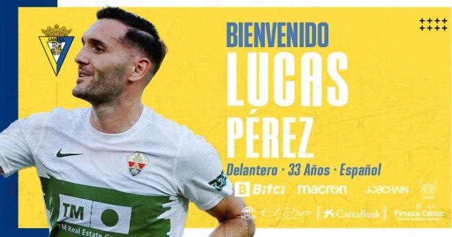 Lucas Perez llega para reforzar la delantera del Cádiz