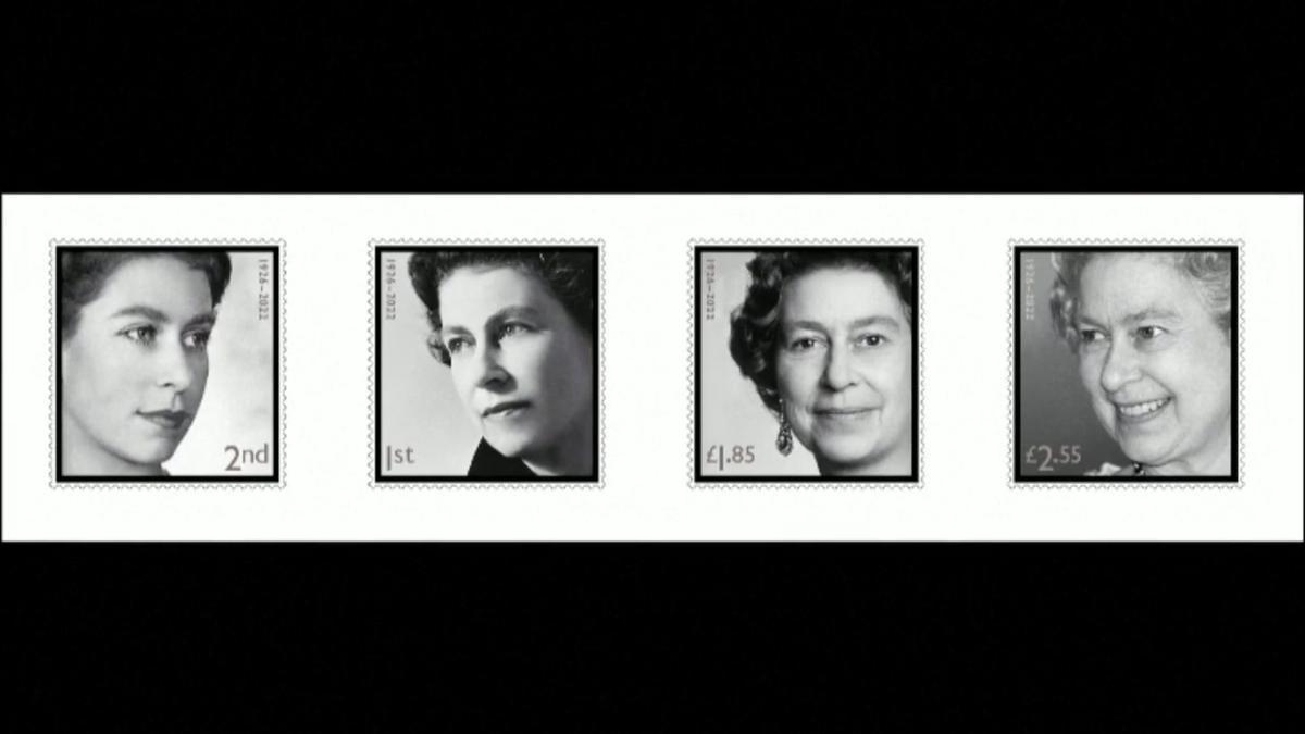 El Royal Mail presenta cuatro nuevos sellos en memoria de la reina Isabel II.