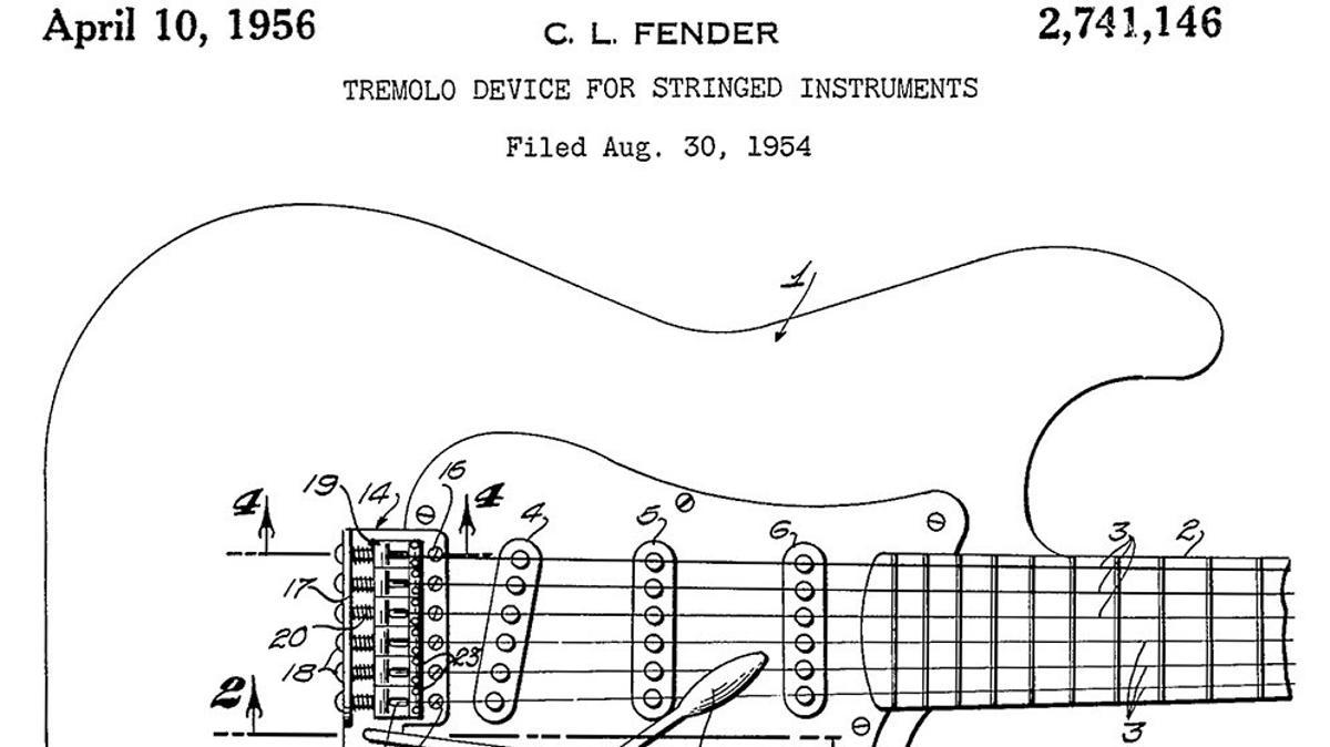 Diseño de una de las patentes de Fender (US Patent Office)