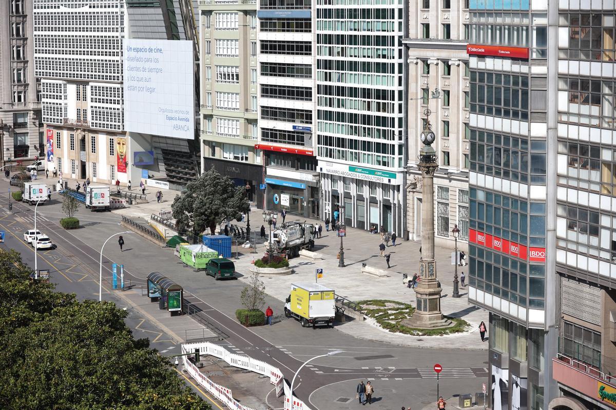 Fotos aéreas de los Cantones, Obelisco y jardines de Méndez Núñez