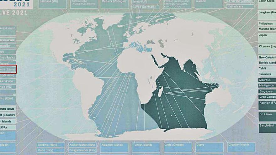 Mapa en el que se indican las islas participantes.