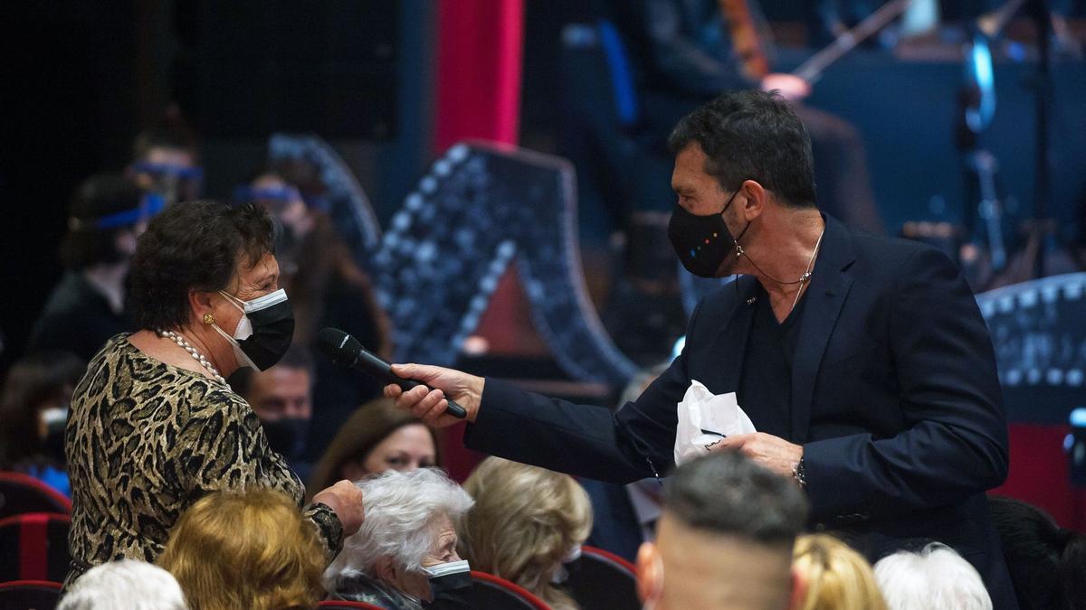 Antonio Banderas, en el acto organizado para a los mayores de Málaga .