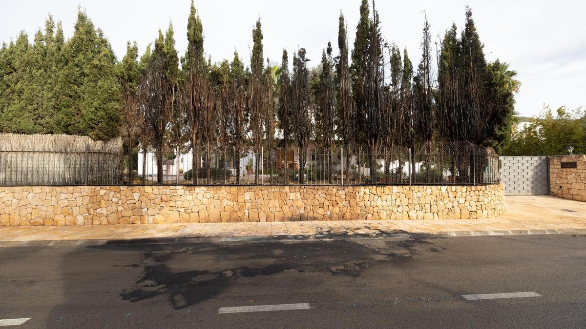 Lugar donde ardió la furgoneta
