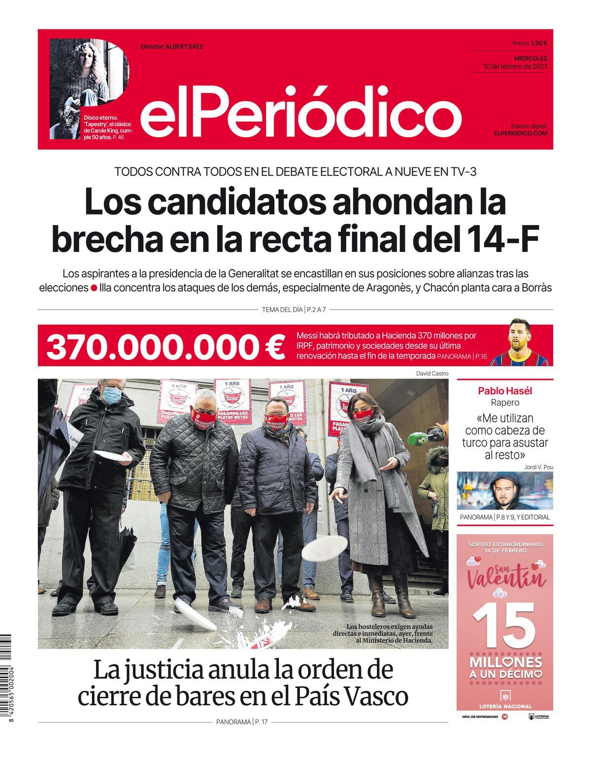 La portada del 10 de febrer del 2021