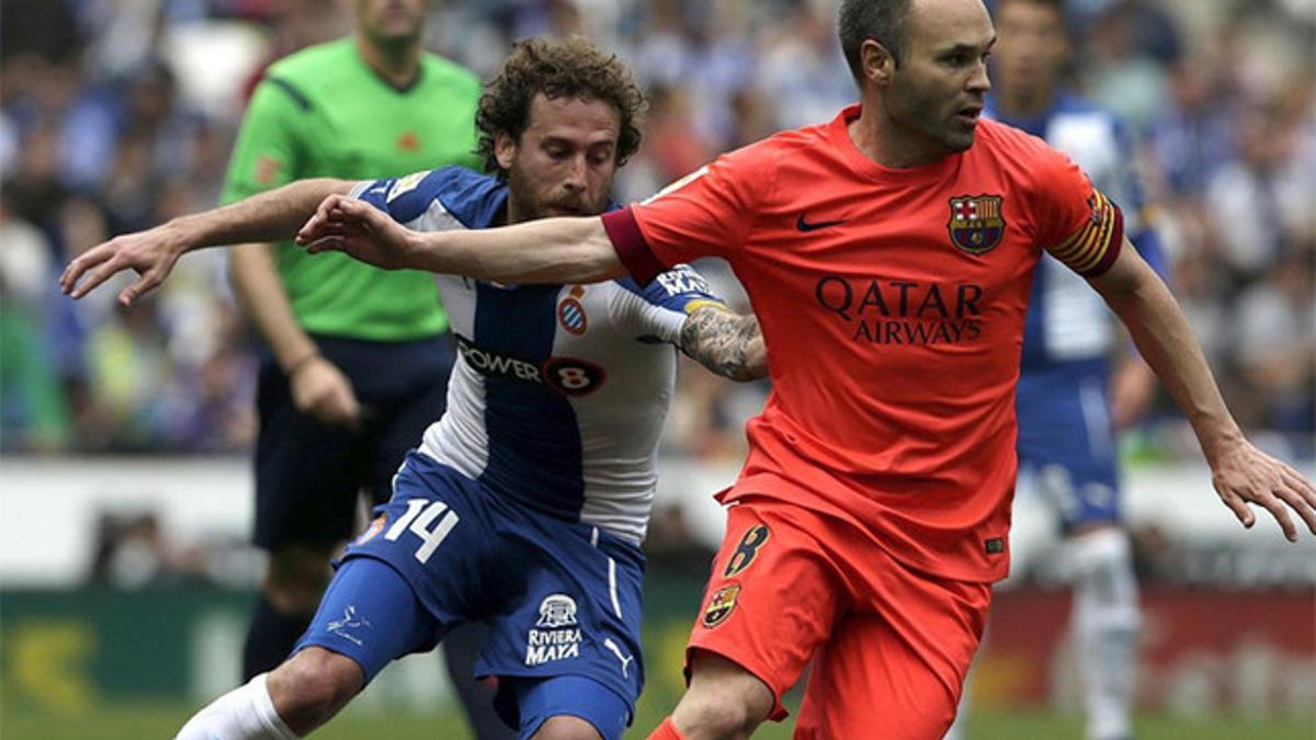 Cañas en el partido ante el Barça la pasada temporada