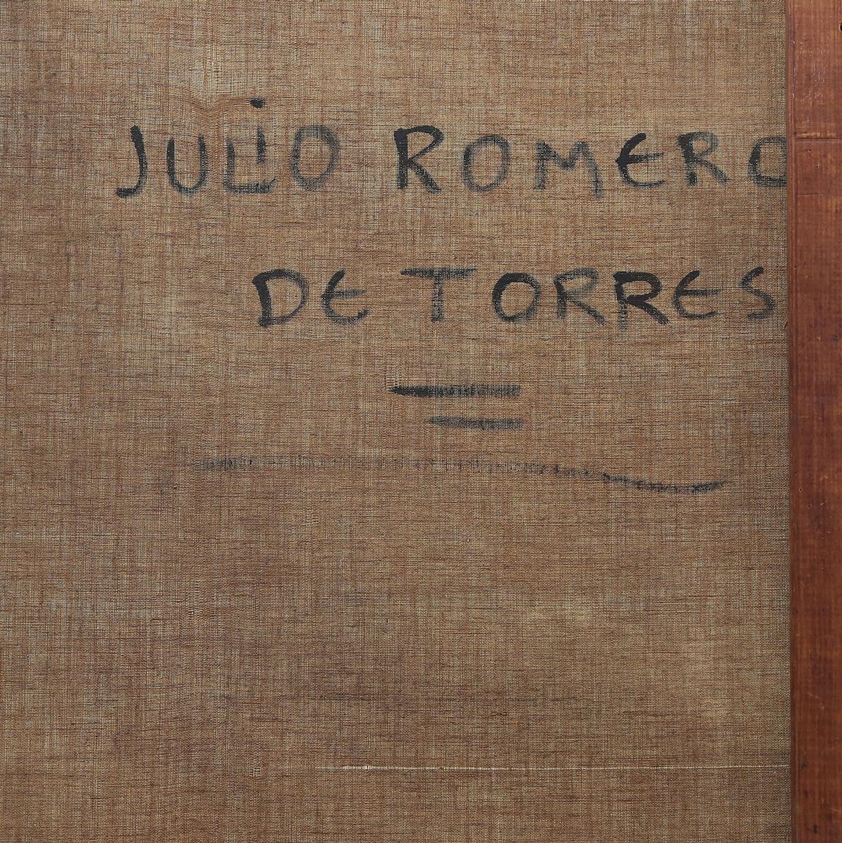 Firma de Julio Romero de Torres en el cuadro.