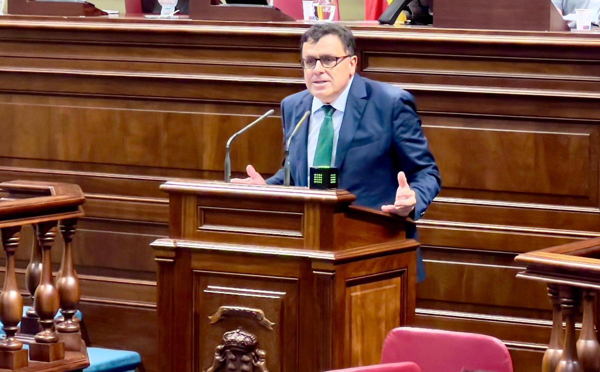 Manuel Miranda, consejero regional de Política Territorial, en el Parlamento canario, ayer.