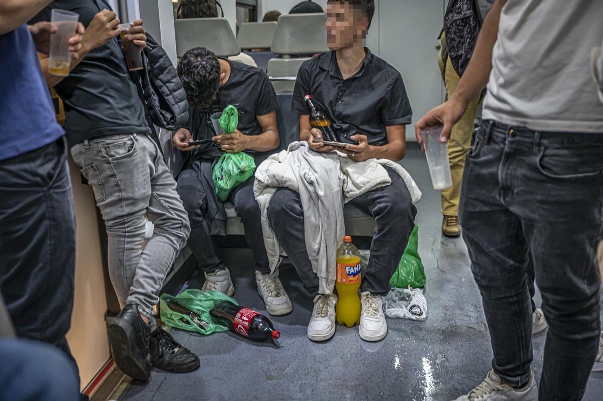 En el tren del botellón a Mataró