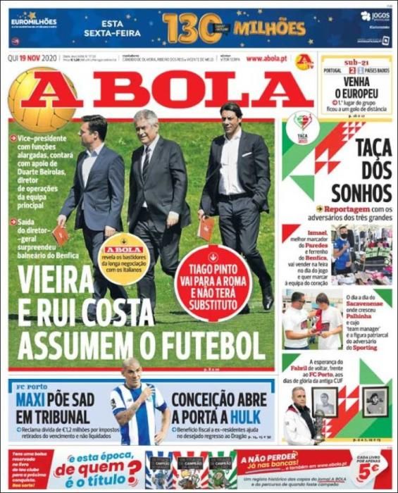 Portada A BOLA jueves 19 noviembre 2020