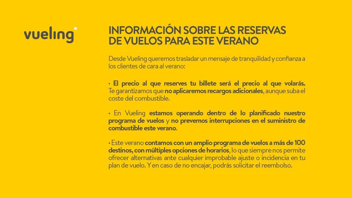 Comunicado oficial de Vueling