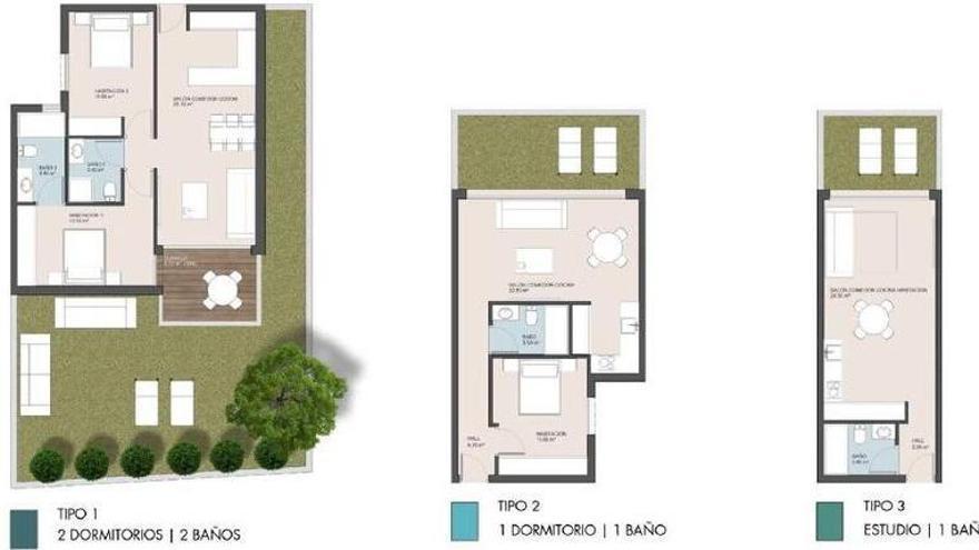Salón, comedor, cocina y habitación embutidos en 24,5 metros cuadrados: así serán los estudios de las VPP de Xàbia