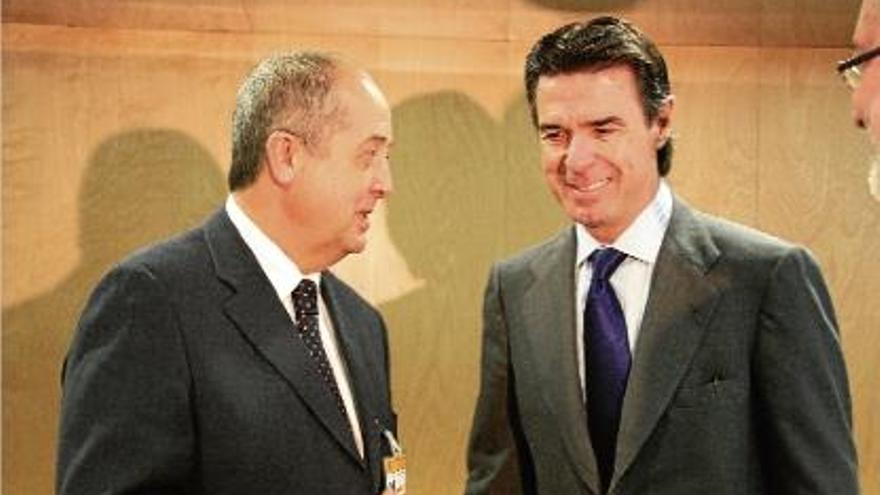 El conseller Puig i el ministre Soria, ahir abans de la Sectorial d&#039;Energia a Madrid.
