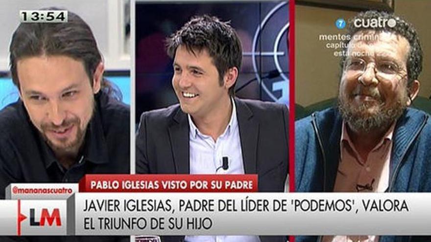 Pablo Iglesias, Jesús Cintora y Javier Iglesias.