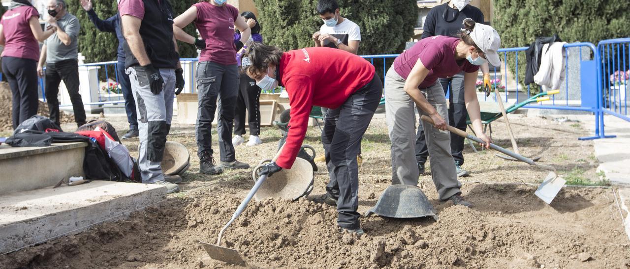 Tareas de búsqueda de represaliados del franquismo en febrero pasado en el Cementerio de Alicante