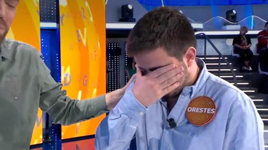 Orestes, emocionado, durante un programa de &#039;Pasapalabra&#039;