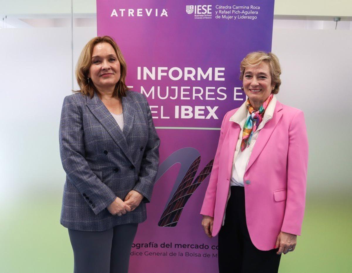 ‘XIII Informe Mujeres En Los Consejos De Administración Del IBEX 35 Y VIII Radiografía Del Mercado Continuo’, De ATREVIA E IESE Business School, Con La CEO Global De ATREVIA, Asunción Soriano, Y La Profesora Del IESE Business School Nuria Chinchilla