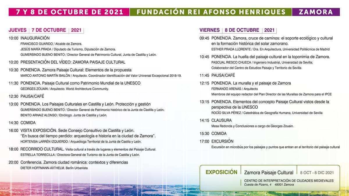 Programa de seminario &#039;Zamora paisaje cultural&#039;.