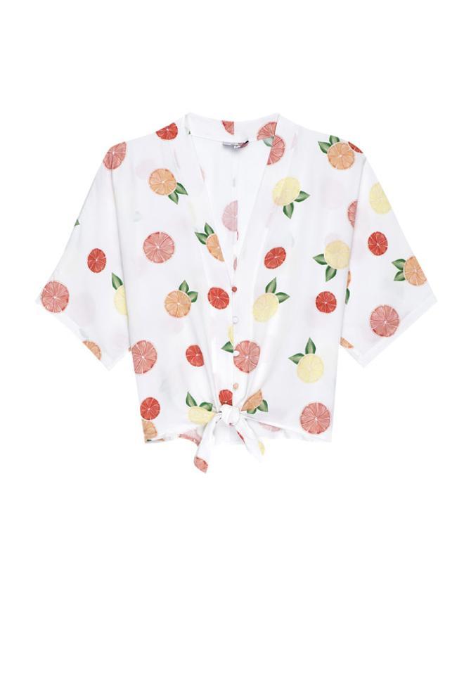 Top con nudo y estampado de frutas de la marca Rails