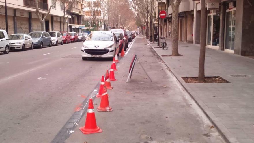 Obras para hacer un carril bici en Jesús