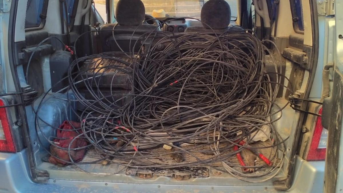 Cable de cobre recuperado por la Guardia Civil en Pliego.