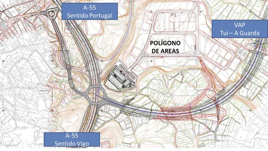 Infografía de las vías con las que quedará conectado el polígono industrial de Areas. // FdV