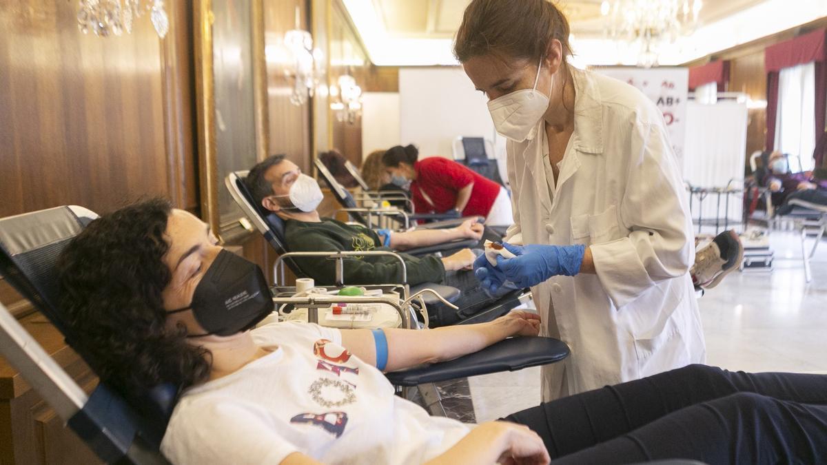 Un pasado maratón de donación de sangre en Avilés.