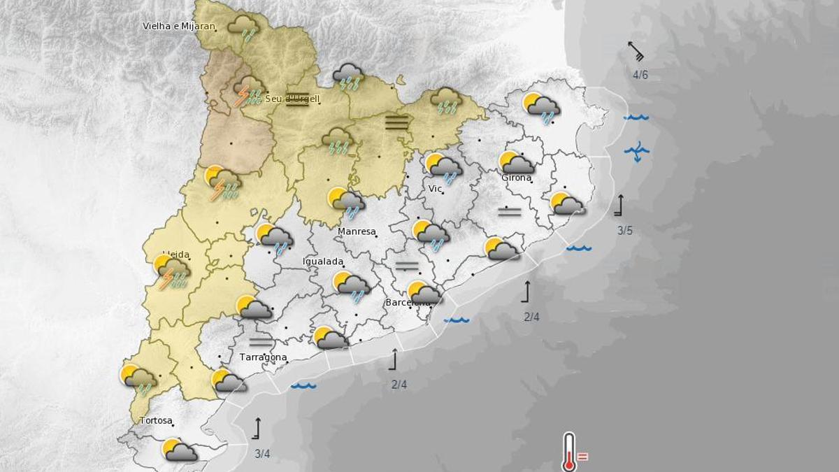 La previsió del temps a Catalunya per dissabte a la tarda