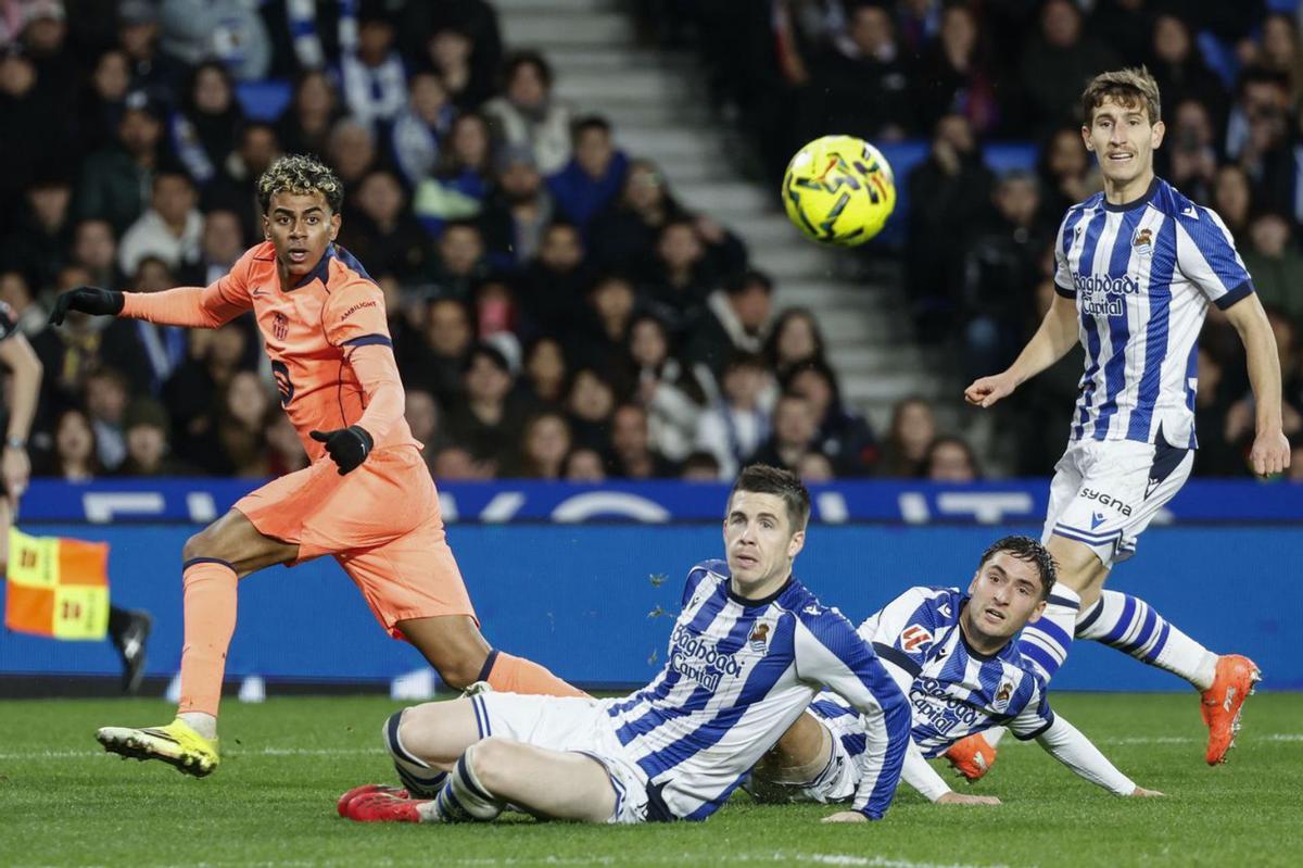 La caiguda a Anoeta no tapa la tornada del millor Lamine