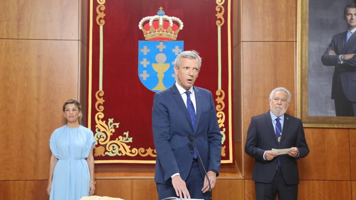 Alfonso Rueda, en su toma de posesión como presidente de la Xunta.