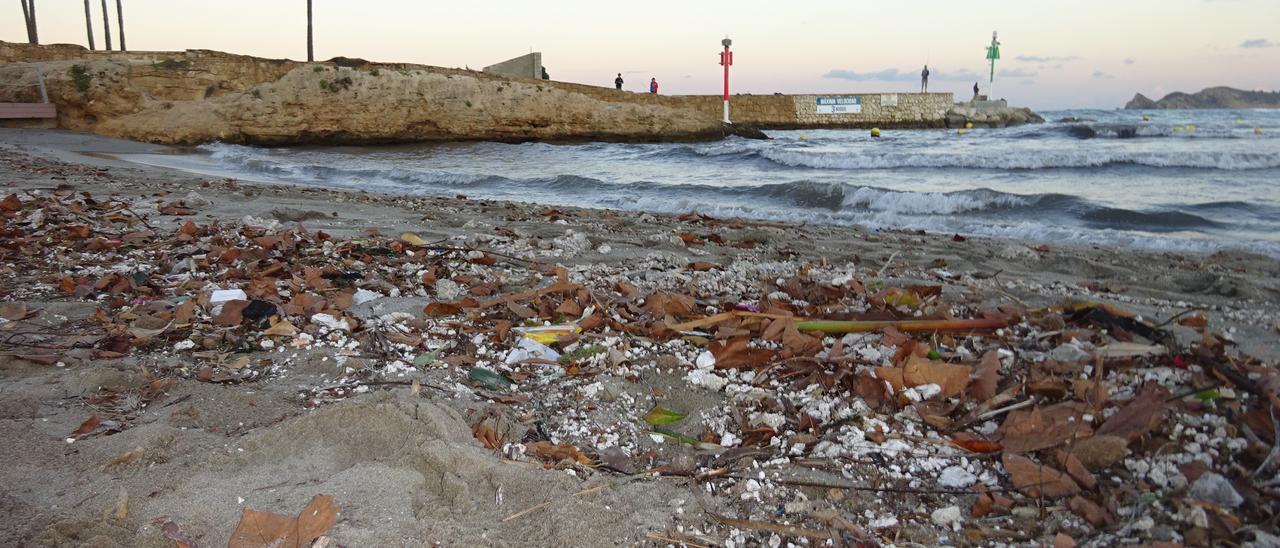 Restos que han aparecido en la playa del Arenal de Xàbia