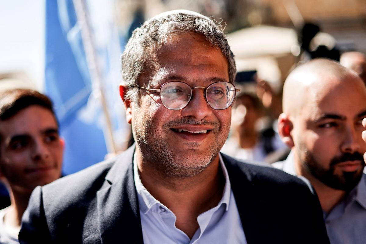 Itamar Ben Gvir, durante un acto de campaña en Jerusalén el pasado 30 de septiembre.