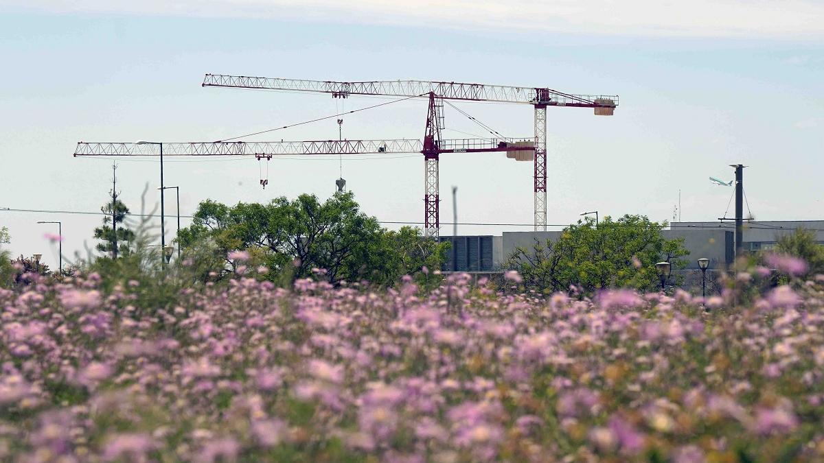 Obras de construcción de viviendas en Málaga capital.
