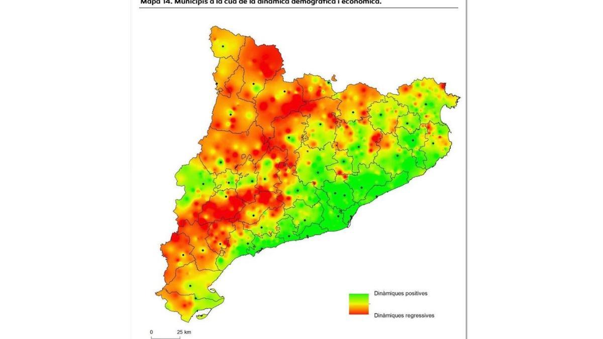 Mapa del risc de despoblament a Catalunya