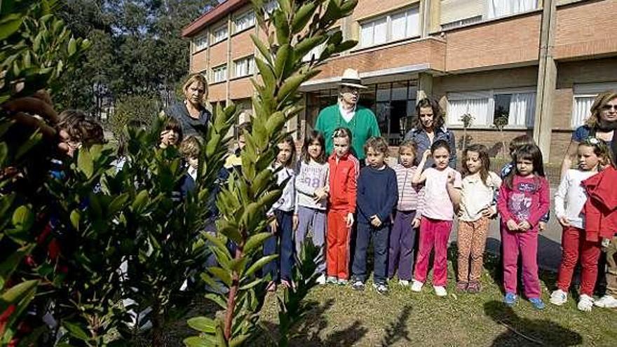 Un grupo de alumnos y profesores de Salinas, en la plantación. | mara villamuza