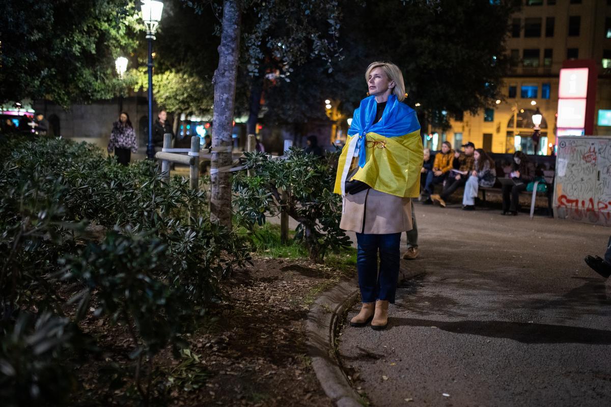 Manifestación en Barcelona del primer aniversario de la guerra de Ucrania