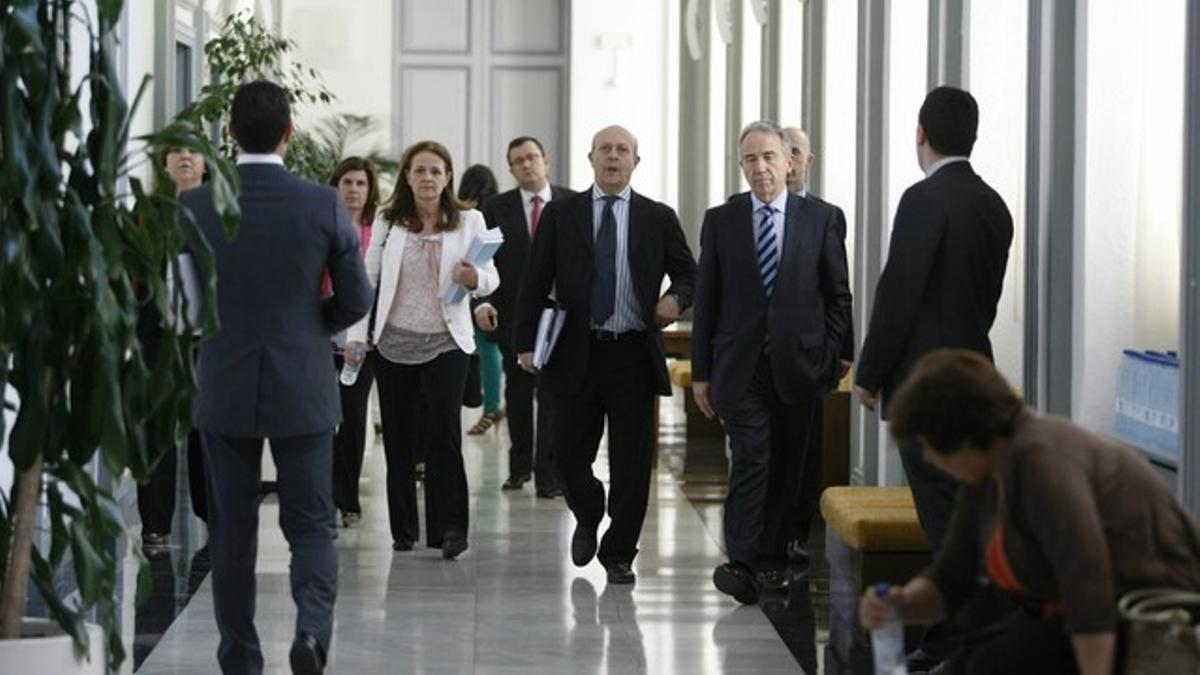 Salida del ministro de Educación, José Ignacio Wert, tras la reunion fallida con los rectores de las universidades.