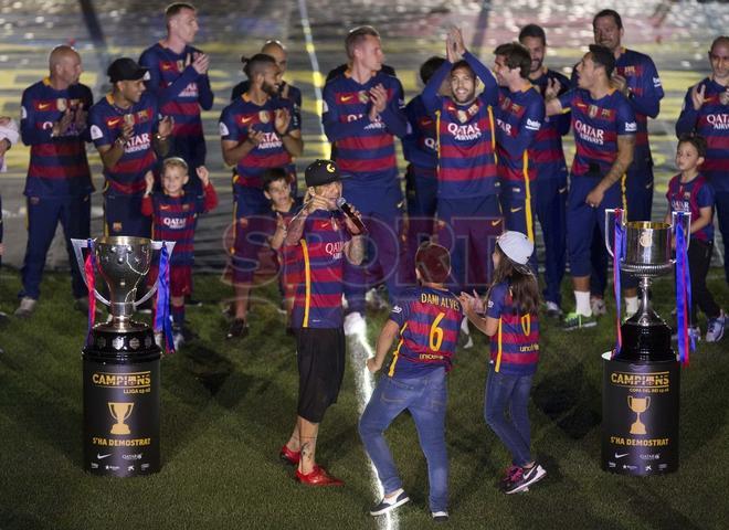 La fiesta del Doblete en el Camp Nou