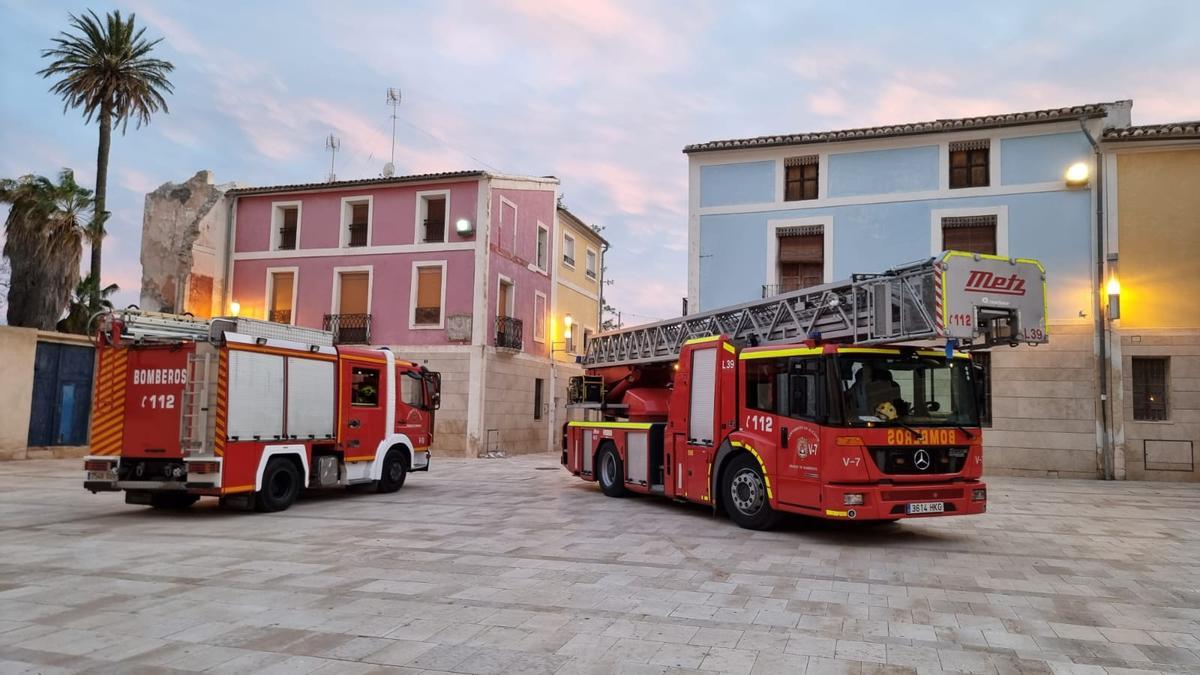 Intervención de los Bomberos el sábado en la plaza Luis Braille de Santa Faz