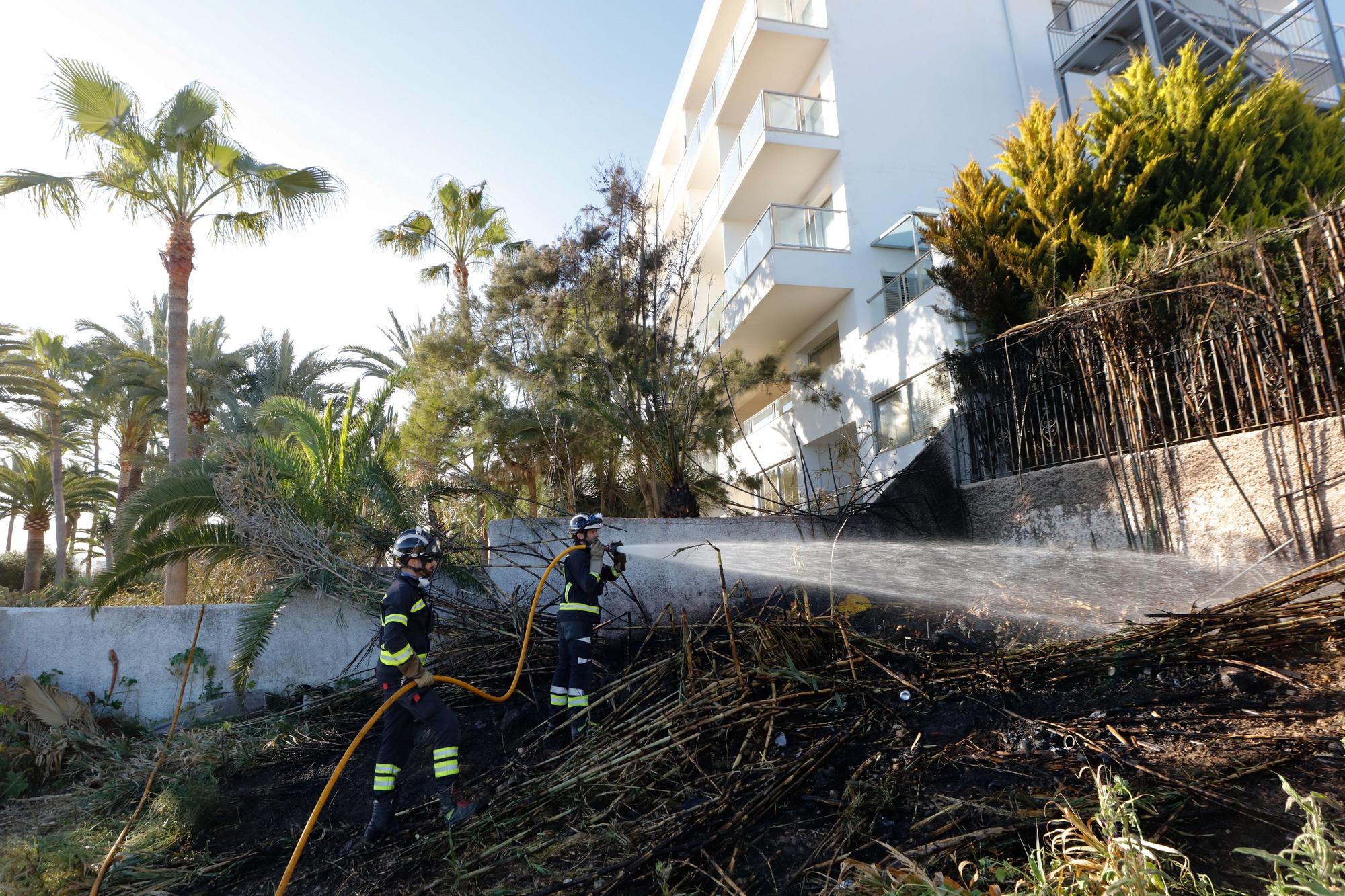 Incendio en un asentamiento junto a un hotel en Ibiza