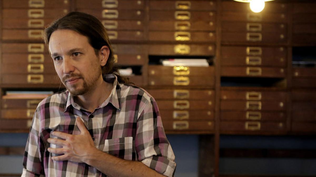 Pablo Iglesias, en un bar de Malasaña (Madrid).