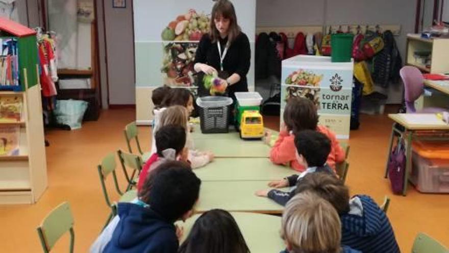 Actividad en un colegio sobre la recogida selectiva.