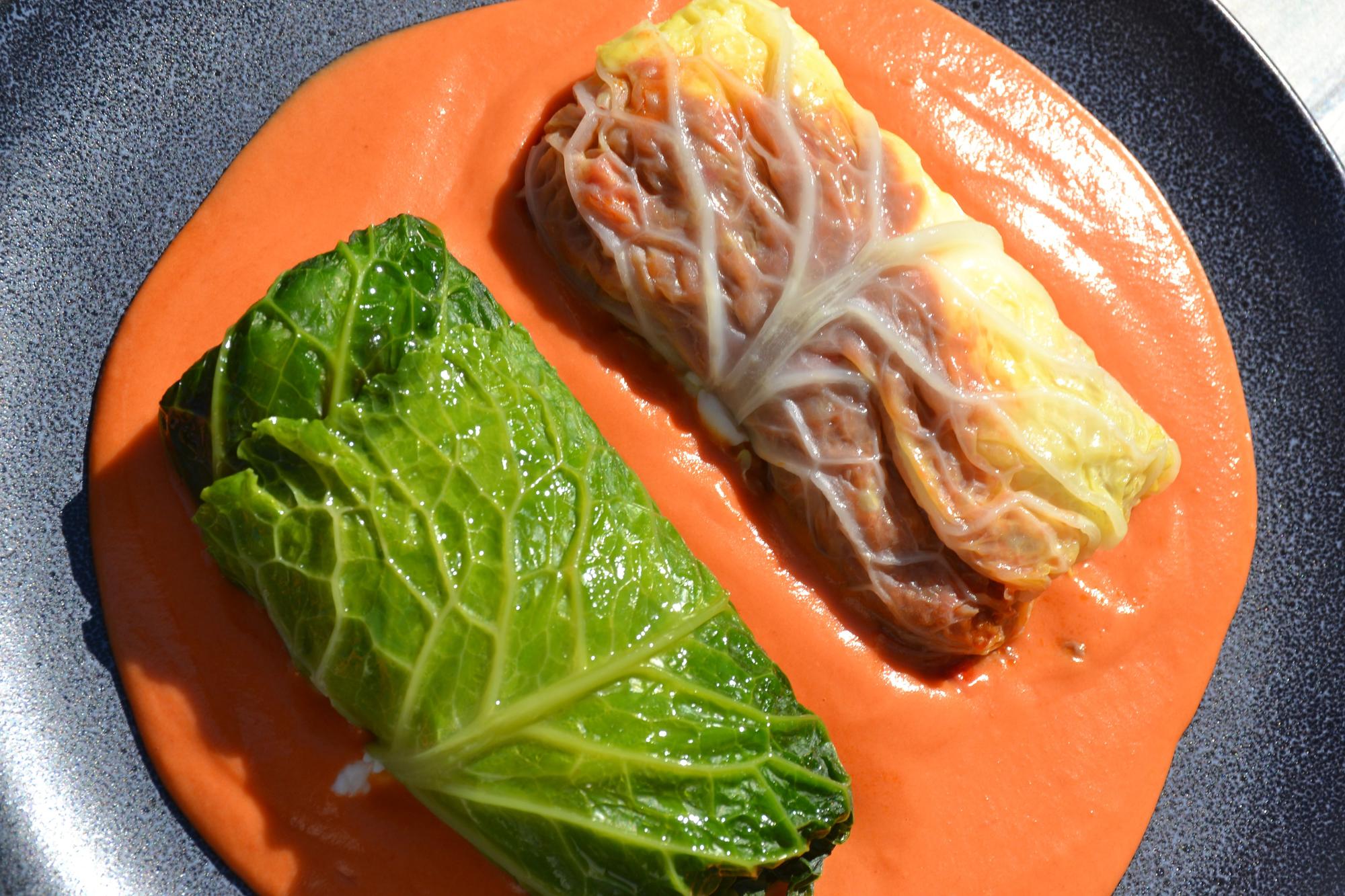 Repollo relleno de carne, una de sus especialidades.