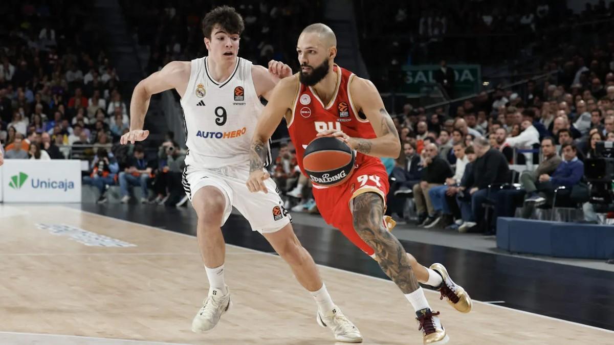 Evan Fournier, en el partido ante el Real Madrid disputado en el Palacio