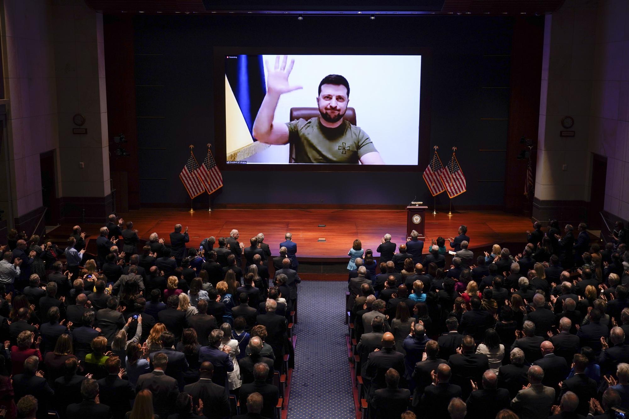 El presidente ucraniano, Volodimir Zelenski, comparece ante el Congreso de EEUU.