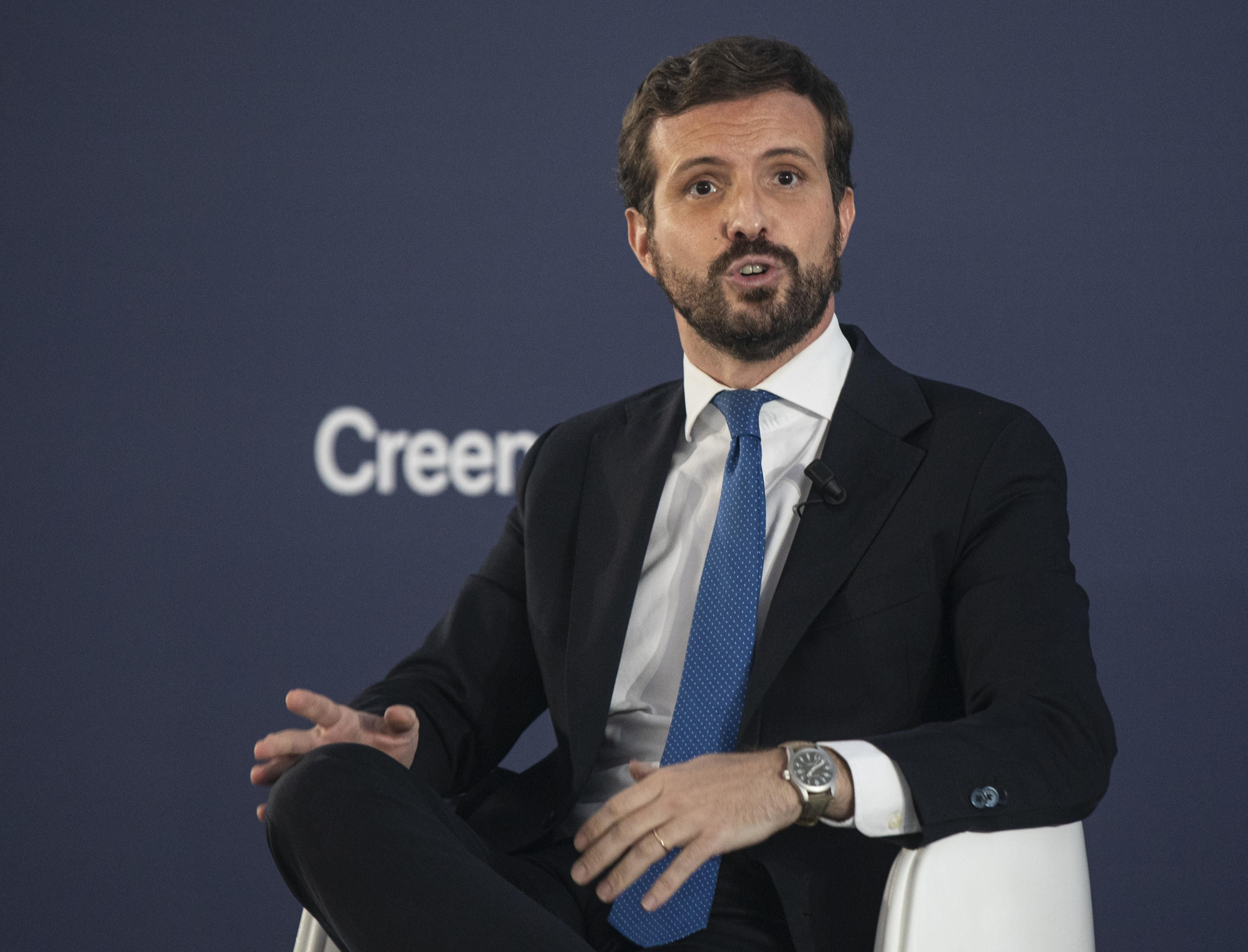 El líder del PP, Pablo Casado, durante la convención nacional de su partido