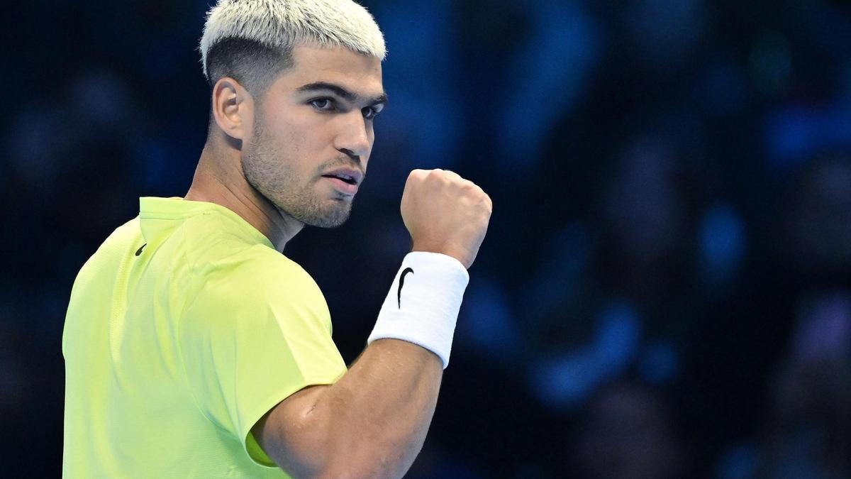 Alcaraz, en su primer partido de la ATP Finals