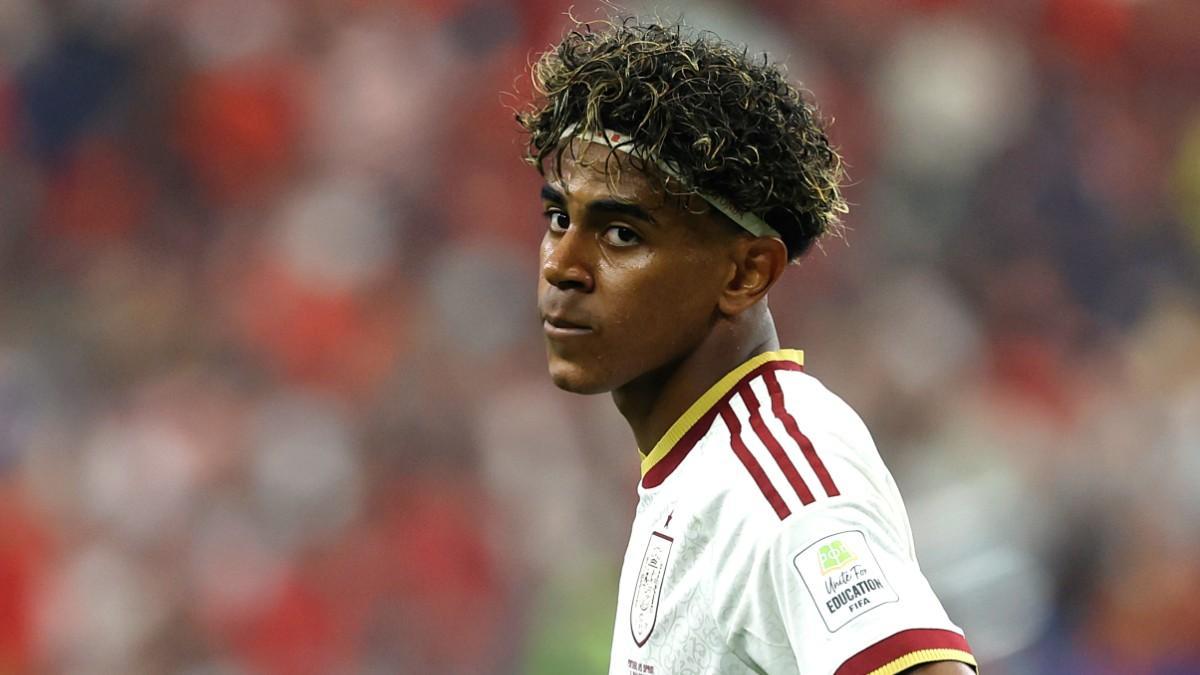 Lamine Yamal, durante el Portugal-España
