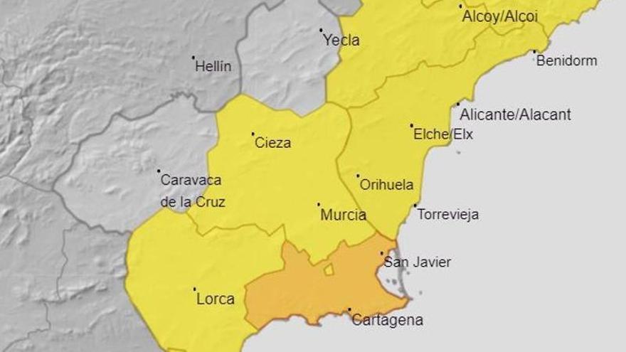 Mapa de alertas por lluvias en la Región