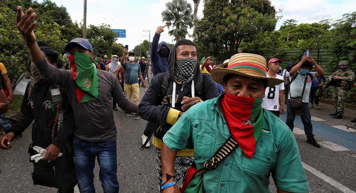 Imagen de la manifestación indígena en Cali.